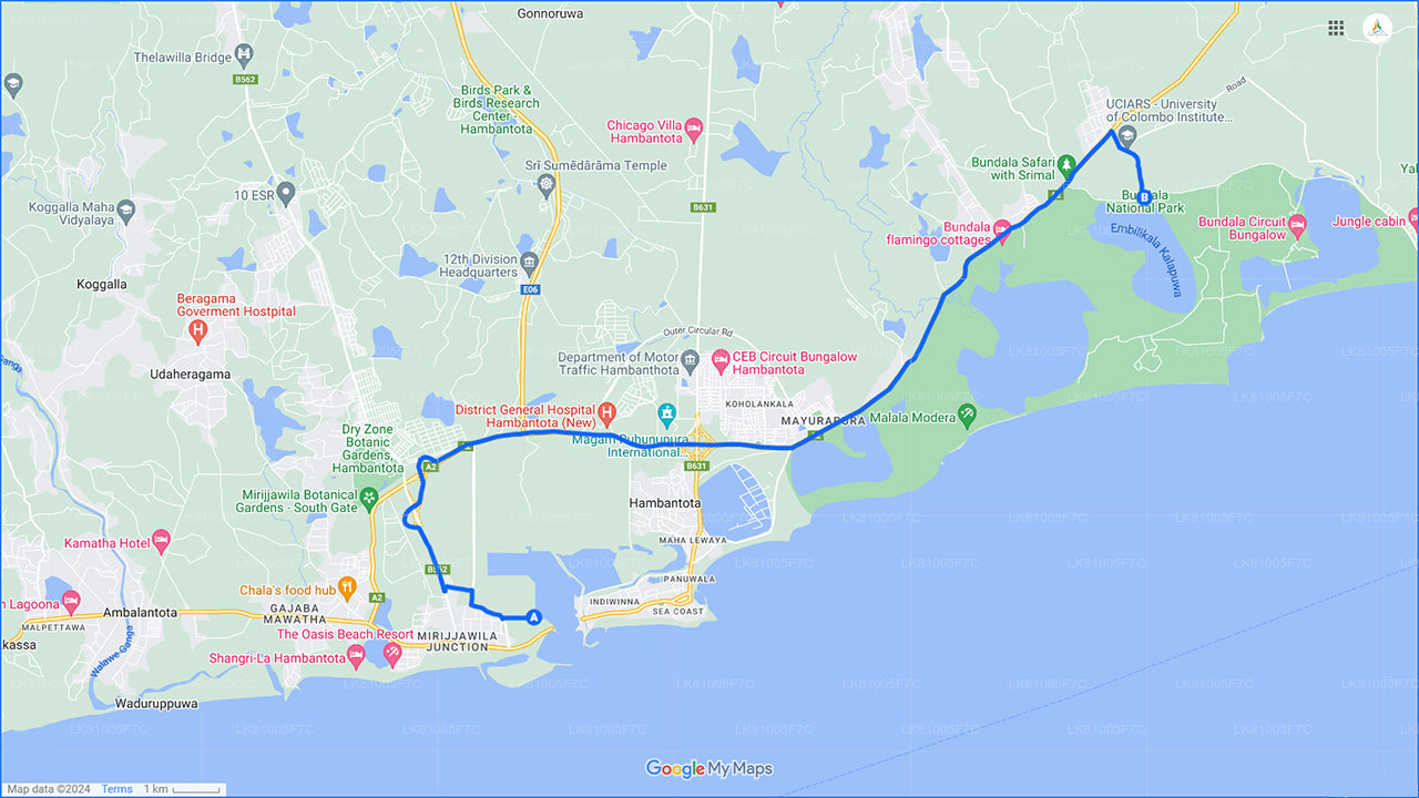 Сафари в национальном парке Бундала из морского порта Хамбантота