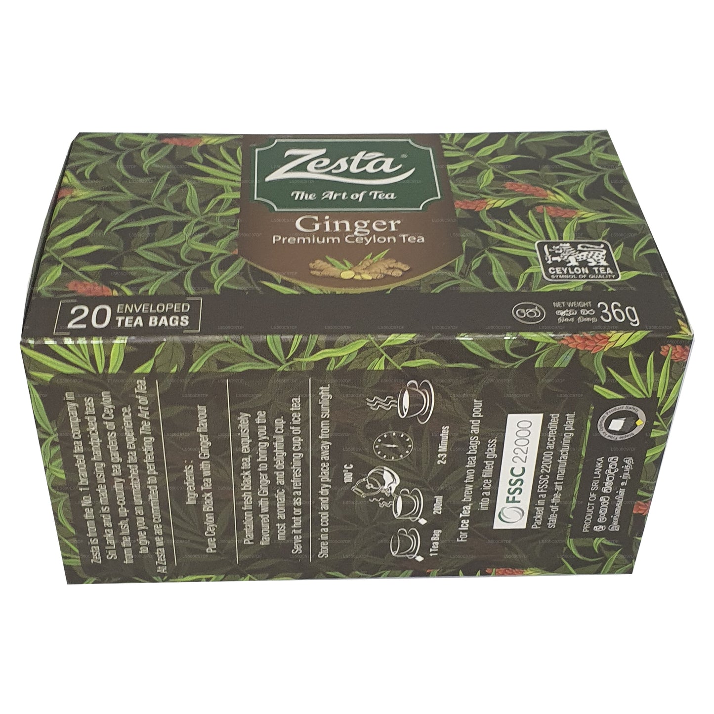 Цейлонский чай Zesta Ginger Premium (36 г) 20 пакетиков
