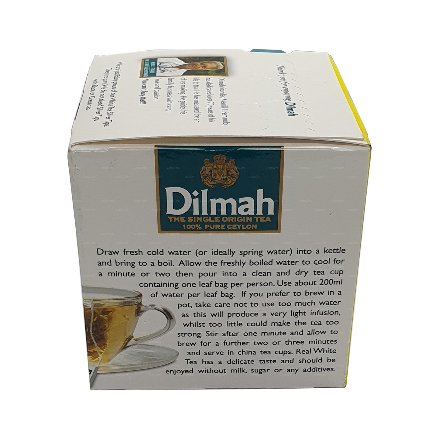 Dilmah Настоящий белый чай Цейлонские серебряные наконечники (20 г) 10 чайных пакетиков