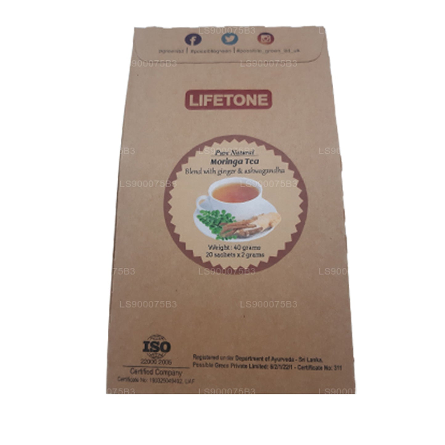 Lifetone Moringa Ashwagandha Ginger Tea (40g)