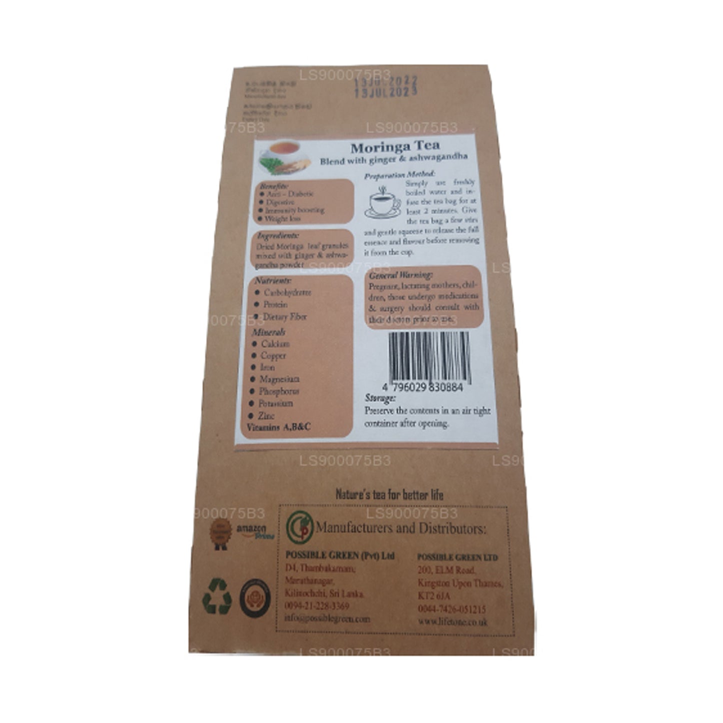 Lifetone Moringa Ashwagandha Ginger Tea (40g)