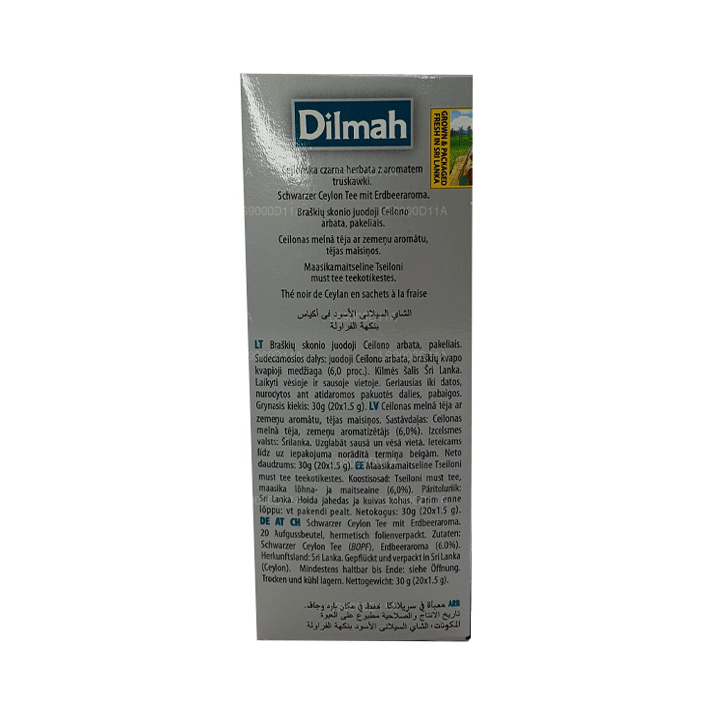 Цейлонский черный чай Dilmah со вкусом клубники (30 г) 20 чайных пакетиков
