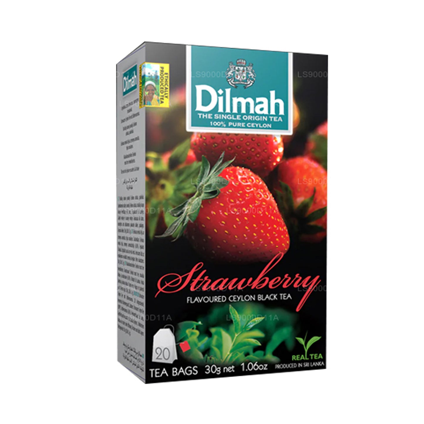 Цейлонский черный чай Dilmah со вкусом клубники (30 г) 20 чайных пакетиков