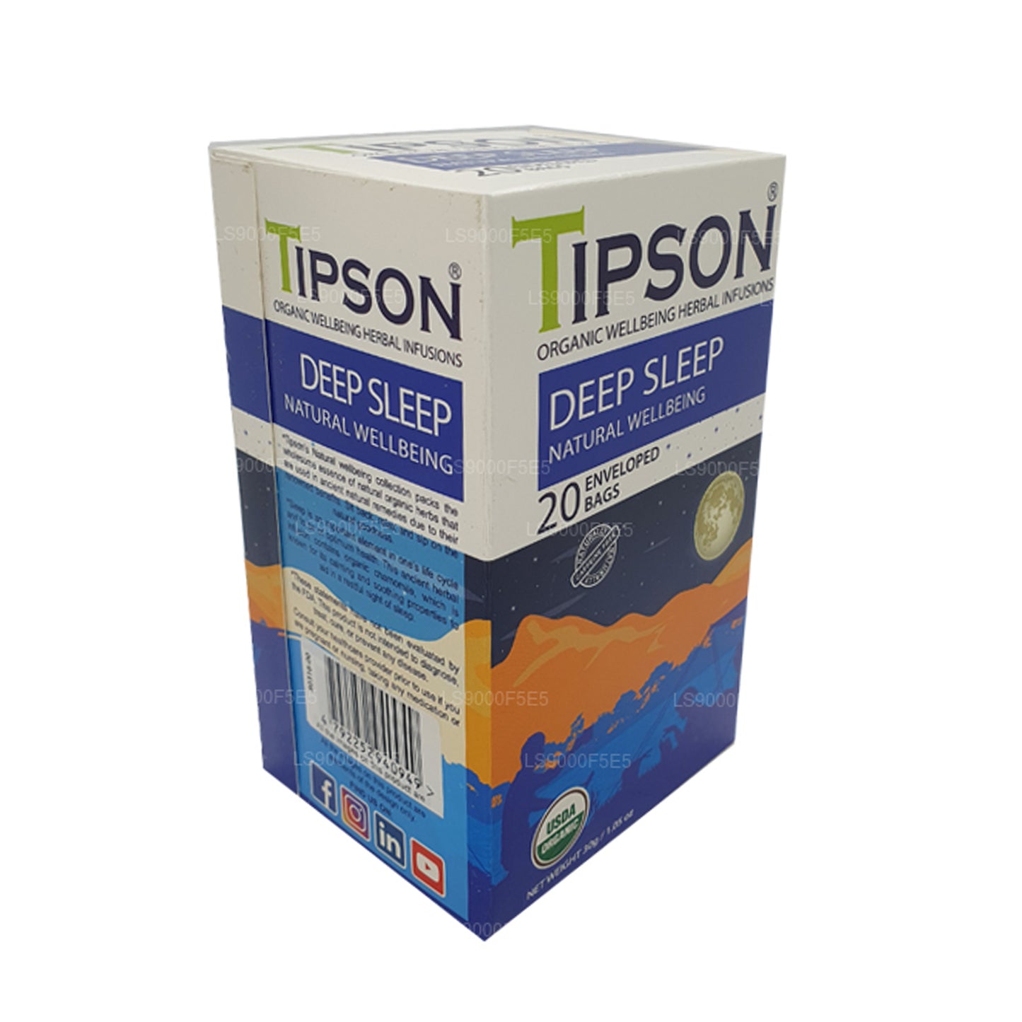 Органическое натуральное благополучие для глубокого сна Tipson (30 г), 20 пакетиков чая в конвертах