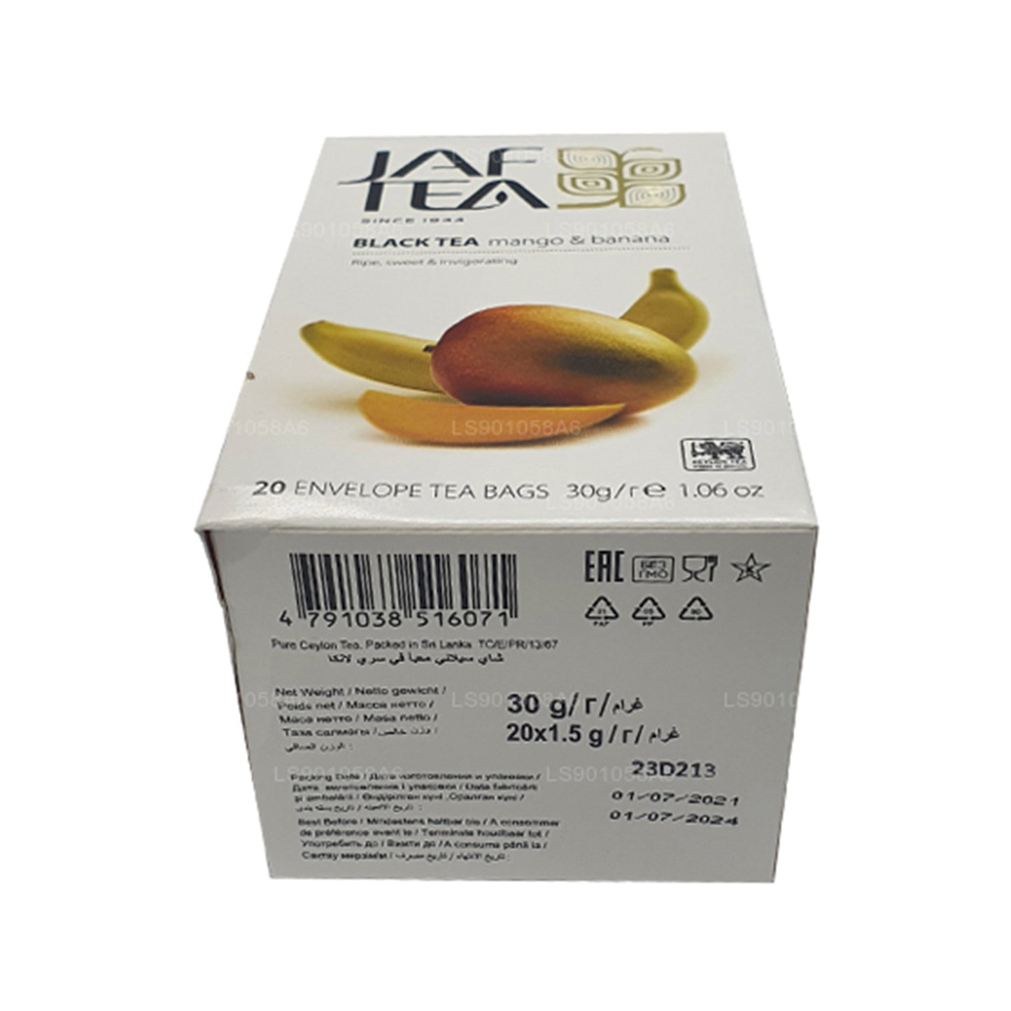 Jaf Tea Коллекция чистых фруктов Черный чай Манго Банан (30 г) 20 чайных пакетиков