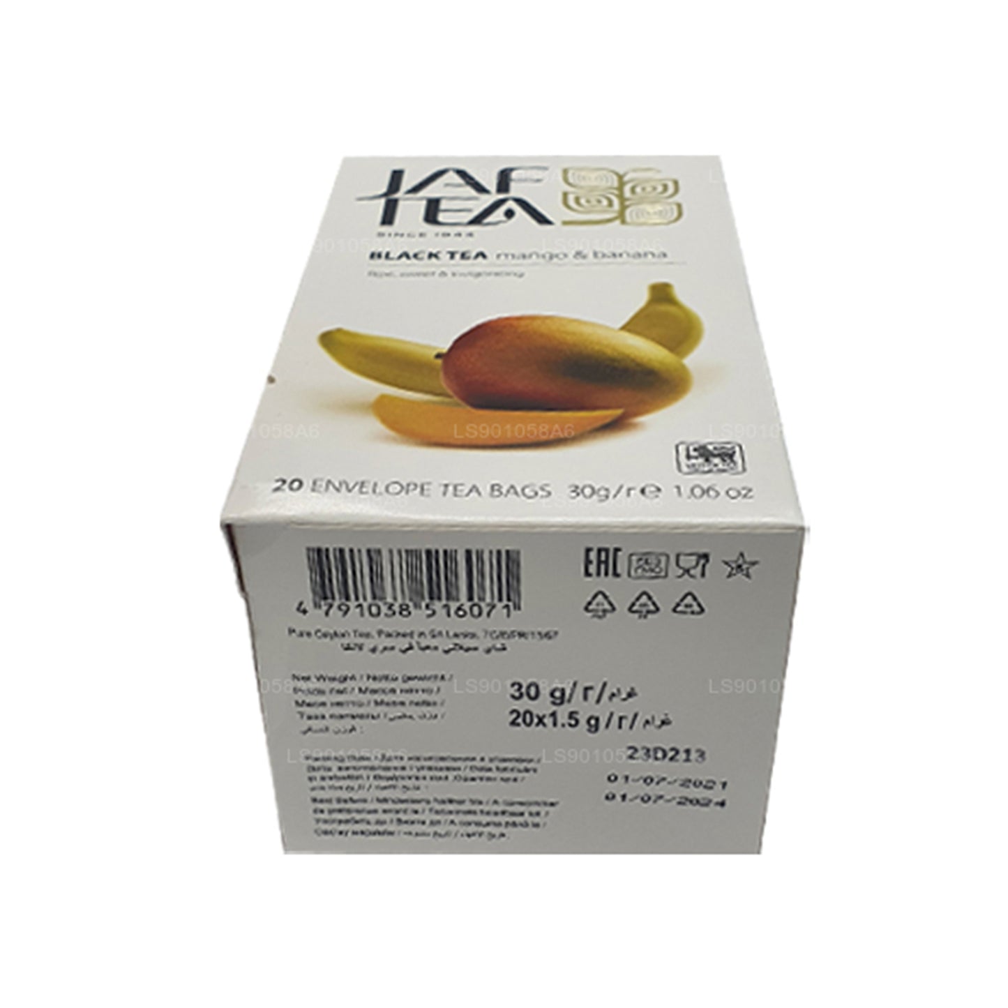 Jaf Tea Коллекция чистых фруктов Черный чай Манго Банан (30 г) 20 чайных пакетиков