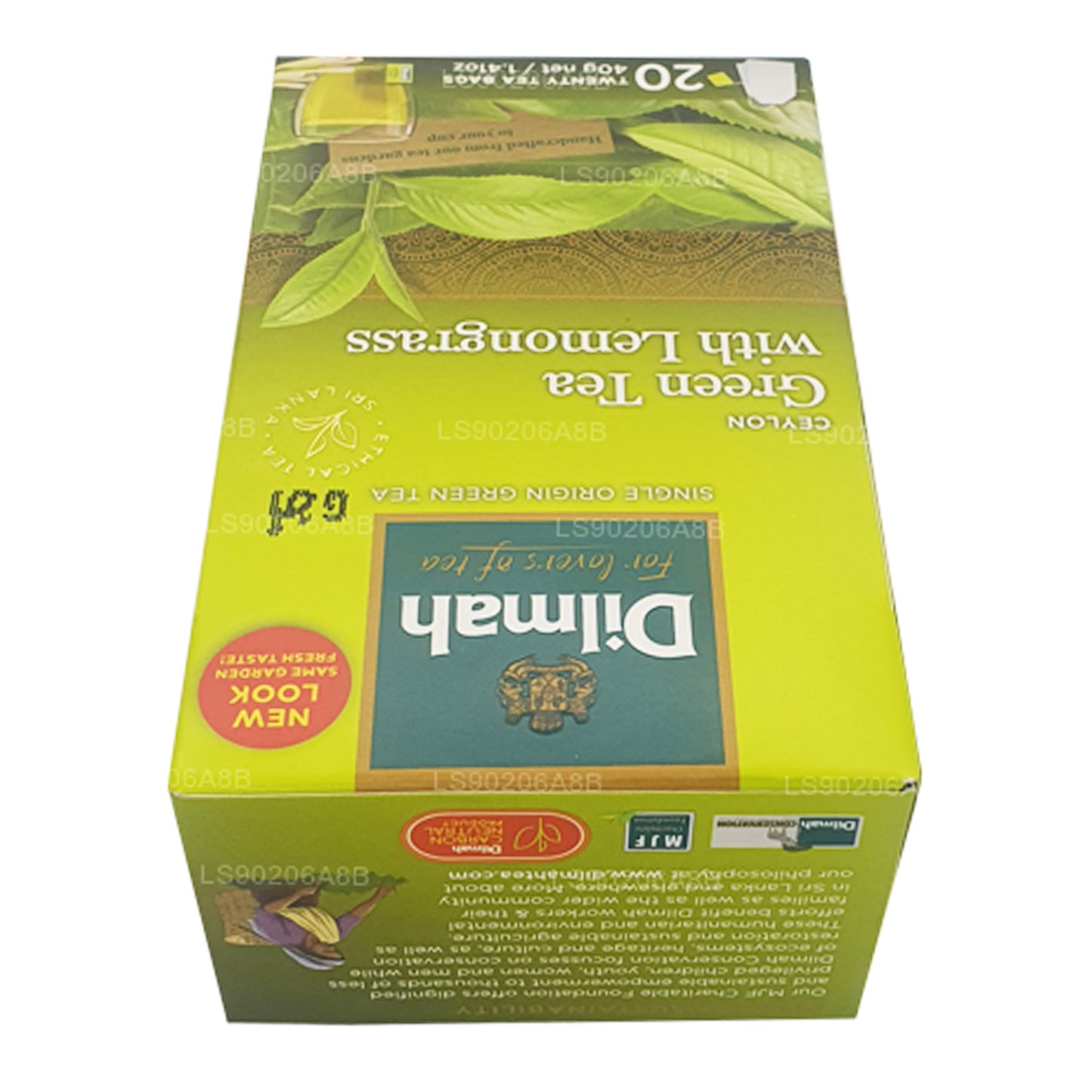 Чистый цейлонский зеленый чай Dilmah с чаем из лемонграсса (40 г) 20 пакетиков