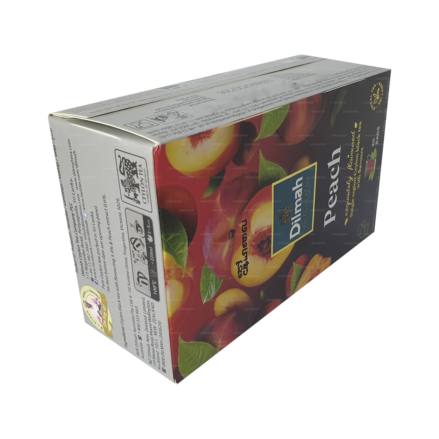 Цейлонский черный чай Dilmah со вкусом персика (30 г) 20 пакетиков