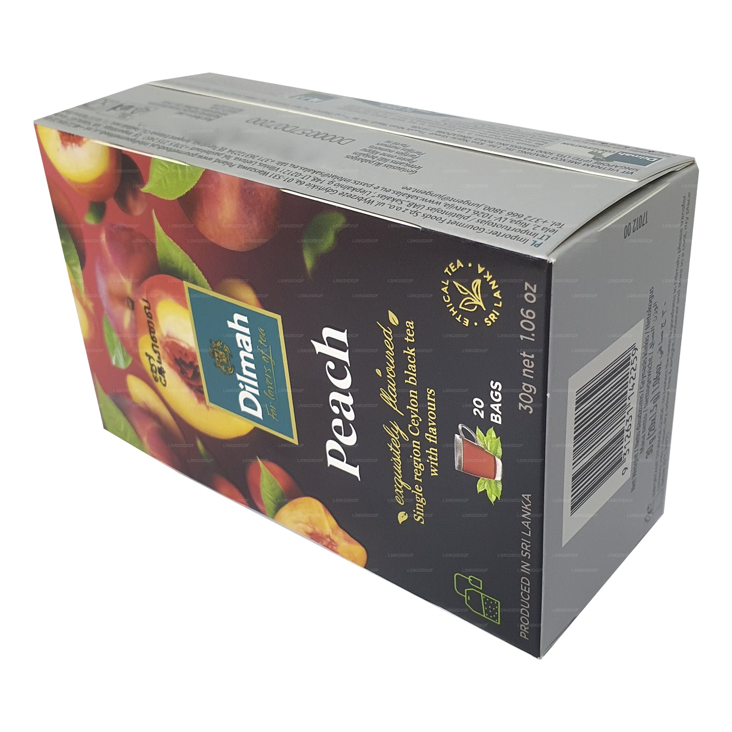 Цейлонский черный чай Dilmah со вкусом персика (30 г) 20 пакетиков