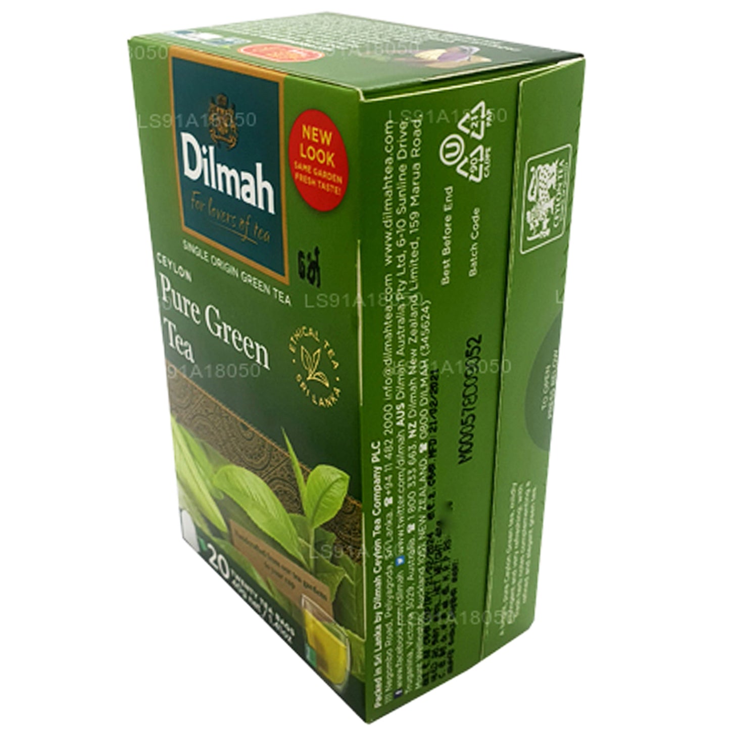 Чистый цейлонский зеленый чай Dilmah (40 г) 20 пакетиков