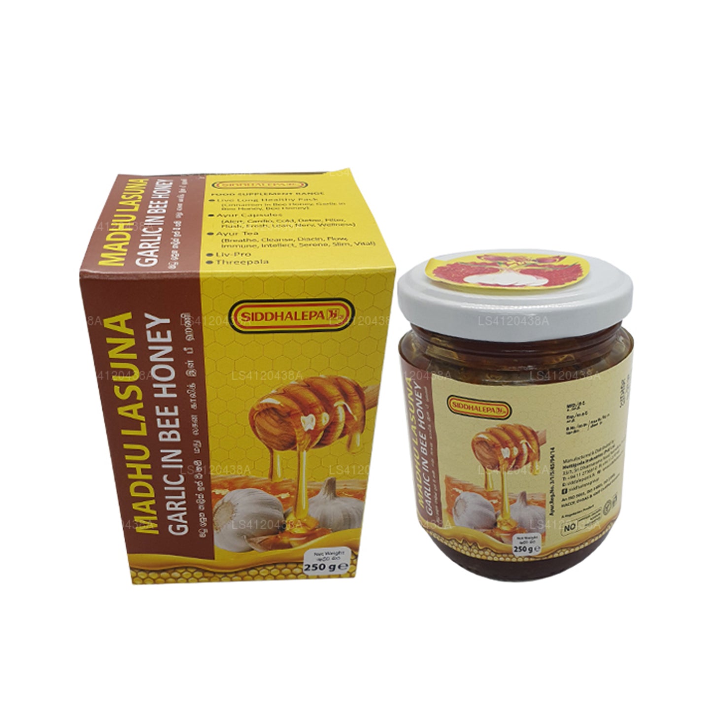 Чеснок Siddhalepa Madhu Lasuna в пчелином мёде (250 г)