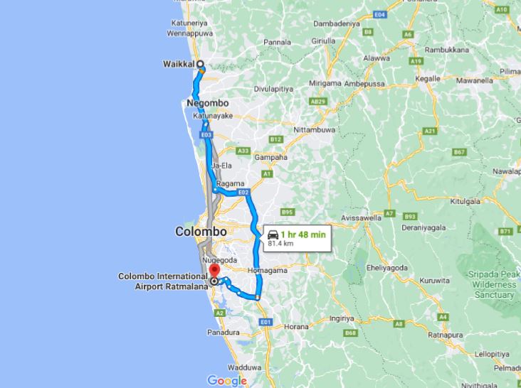 Waikkal City to Colombo Airport (CMB) Private Transfer