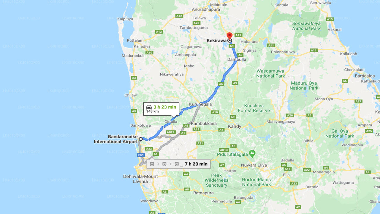 Colombo (CMB) Airport to Kakirawa City Private Transfer