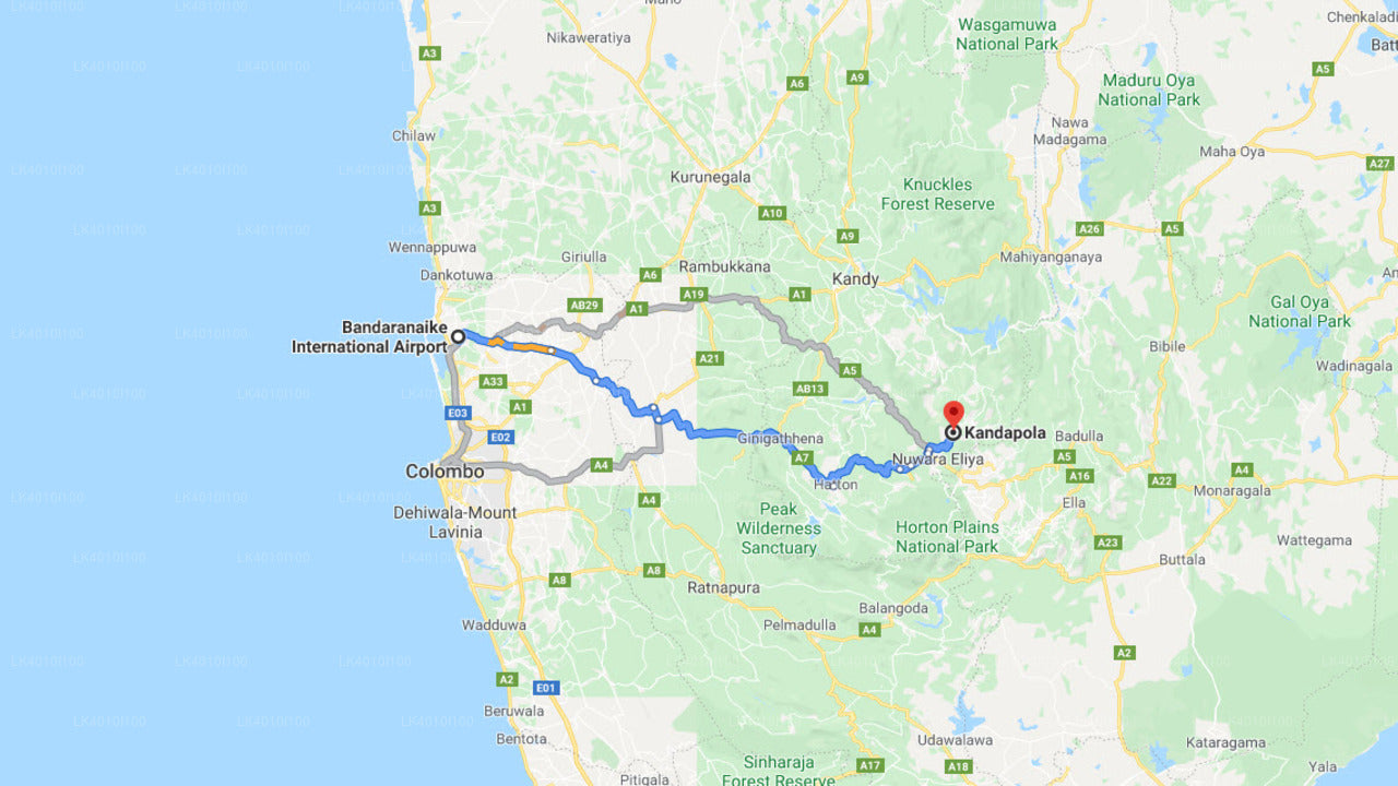 Colombo Airport (CMB) to Kandapola City Private Transfer
