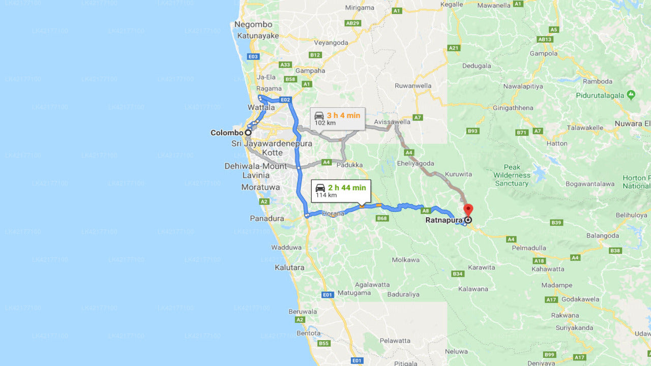 Colombo City to Ratnapura City Private Transfer