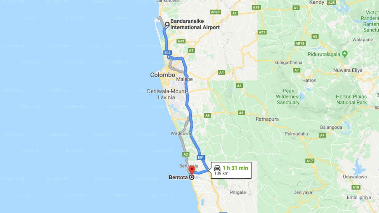 Transfer between Colombo (CMB) Airport and Yathra Houseboat by Jetwing, Bentota