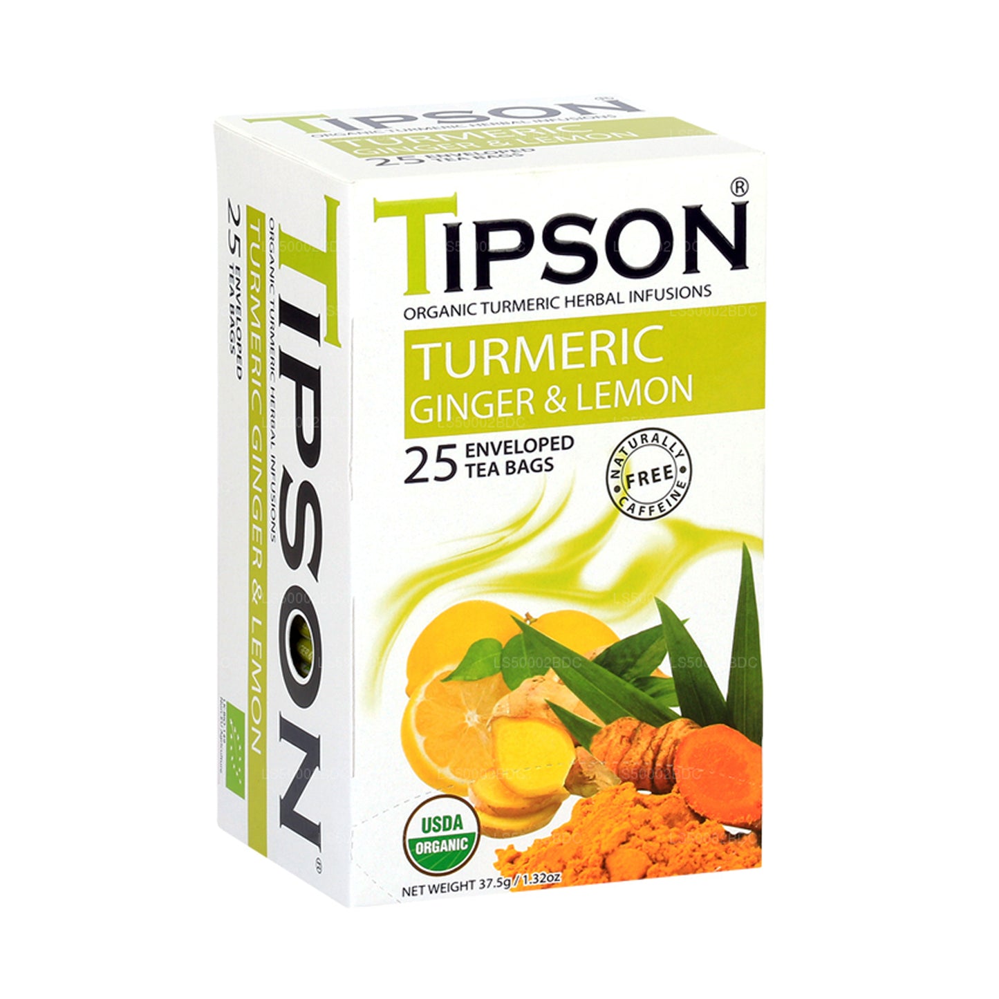 Органический чай Tipson Tea с куркумой, имбирем и лимоном (37,5 г)