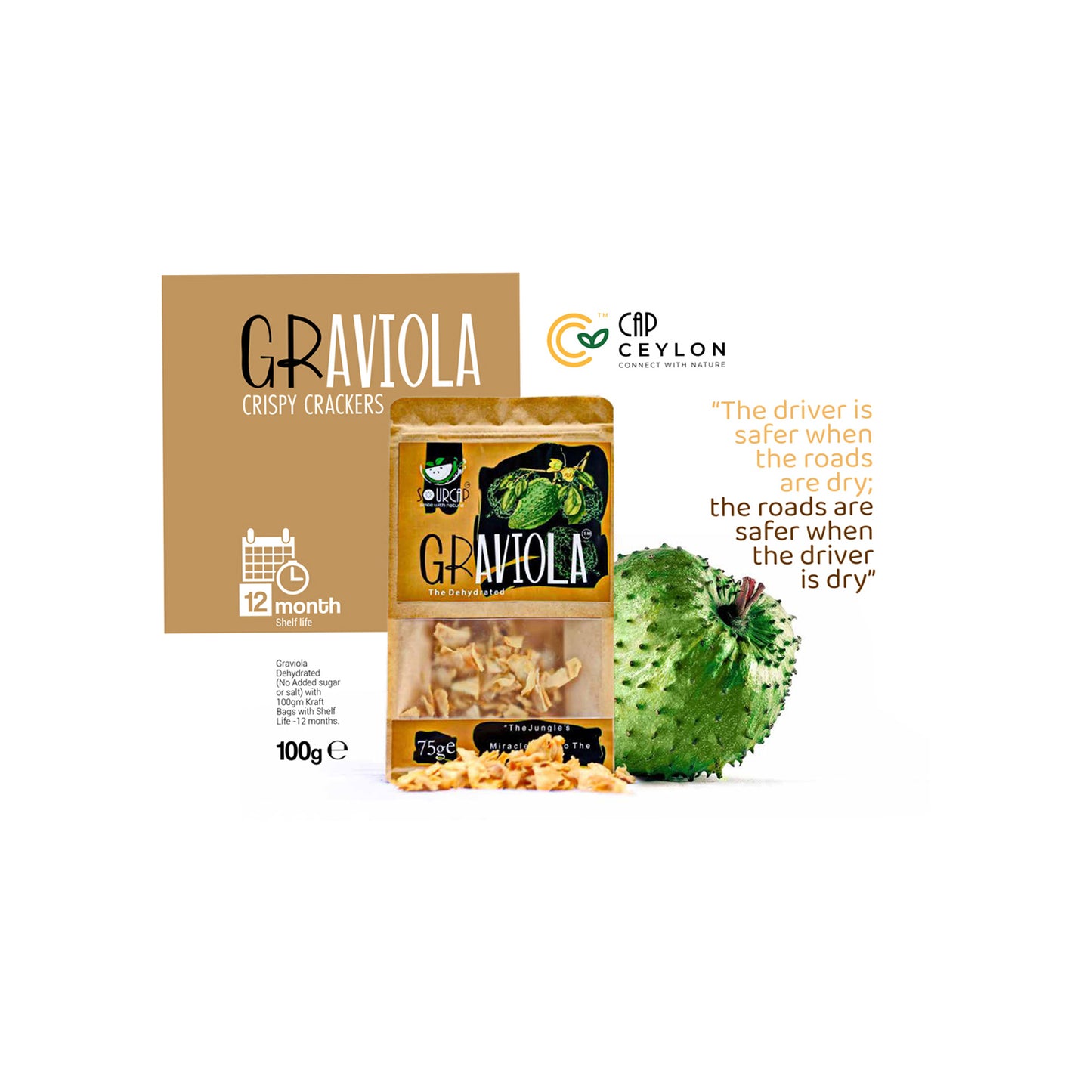 Хрустящие крекеры CAP Ceylon Graviola (75 г)