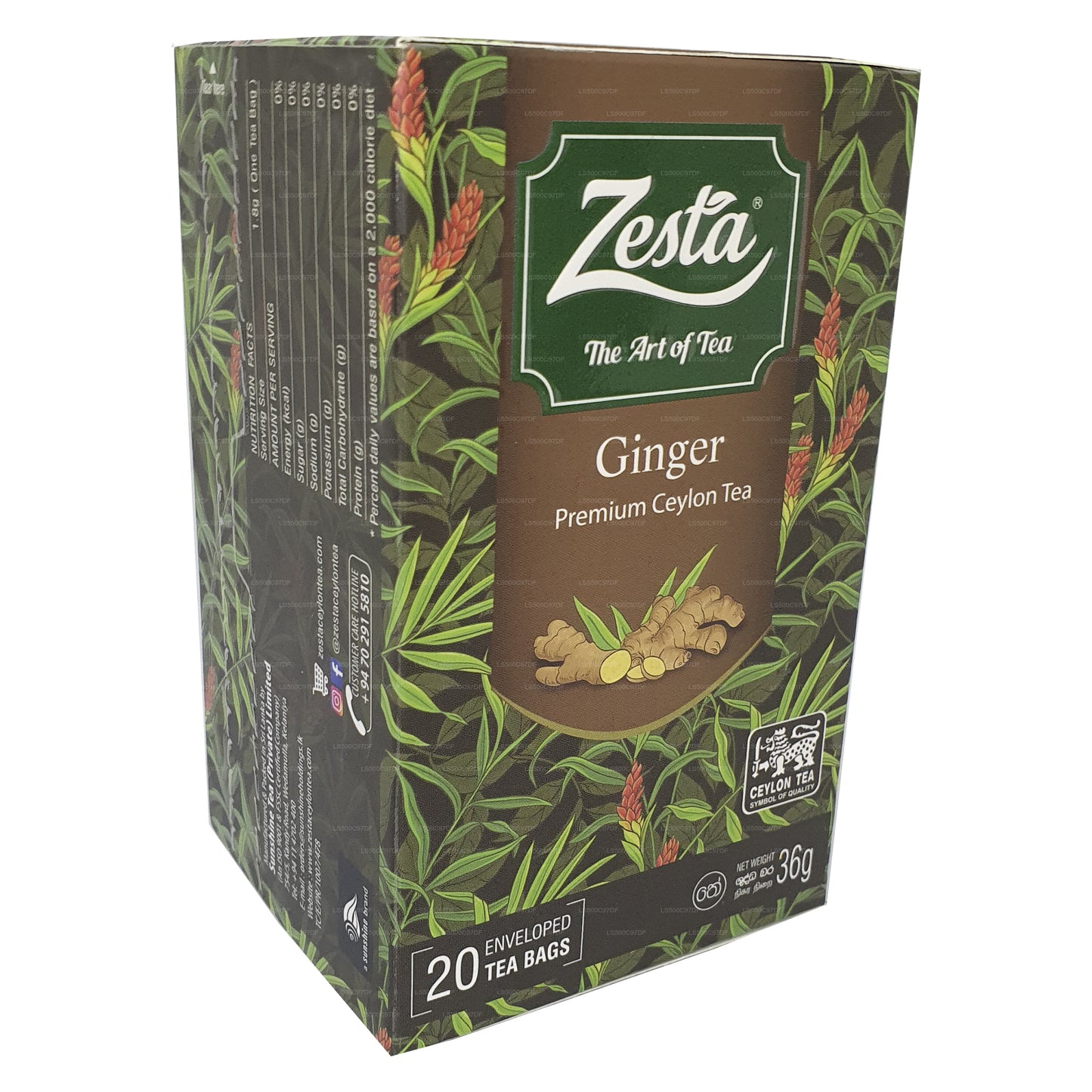 Цейлонский чай Zesta Ginger Premium (36 г) 20 пакетиков