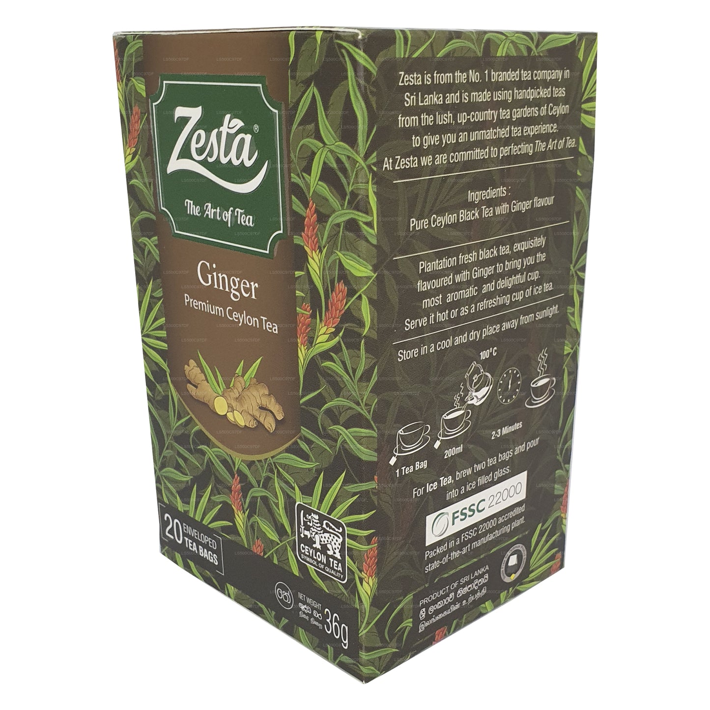 Цейлонский чай Zesta Ginger Premium (36 г) 20 пакетиков