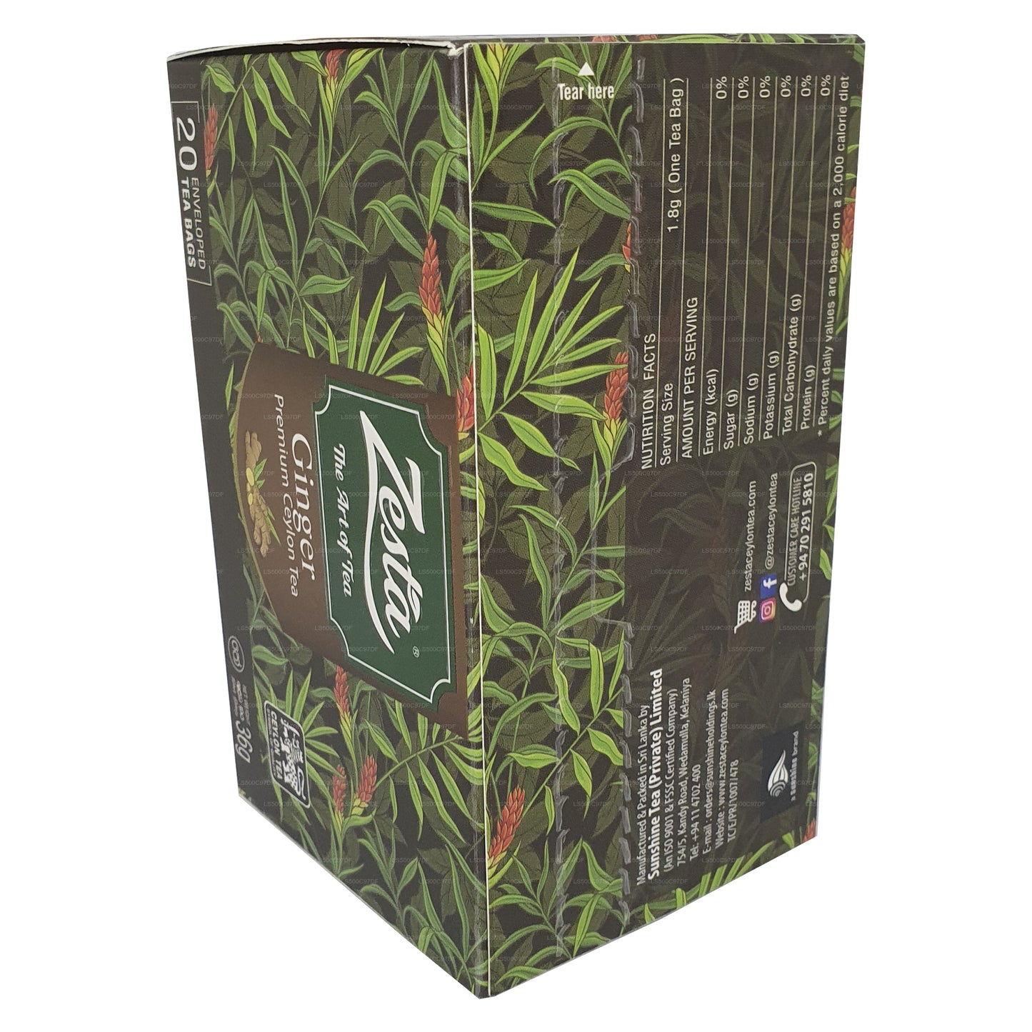 Цейлонский чай Zesta Ginger Premium (36 г) 20 пакетиков