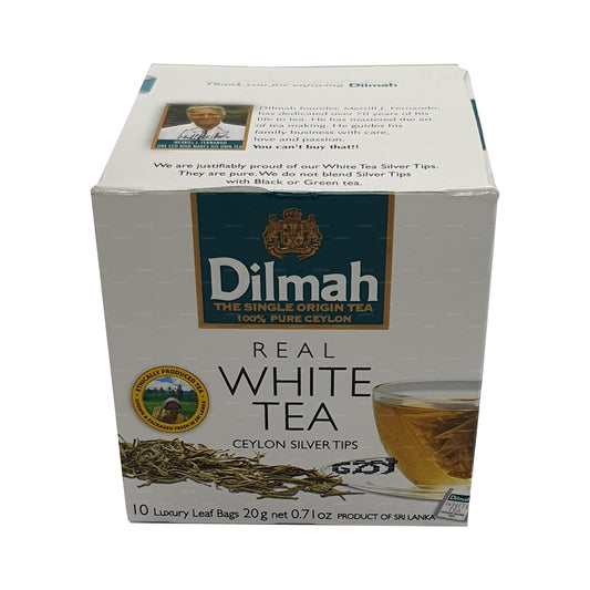 Dilmah Настоящий белый чай Цейлонские серебряные наконечники (20 г) 10 чайных пакетиков