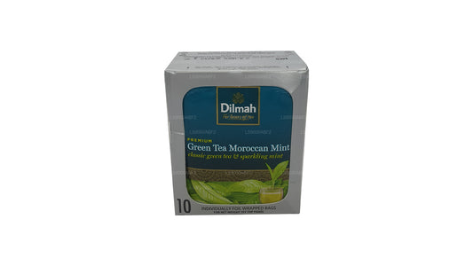 Зеленый чай Dilmah Premium с марокканской мятой (20 г), упакованный в индивидуальную фольгу, 10 пакетиков