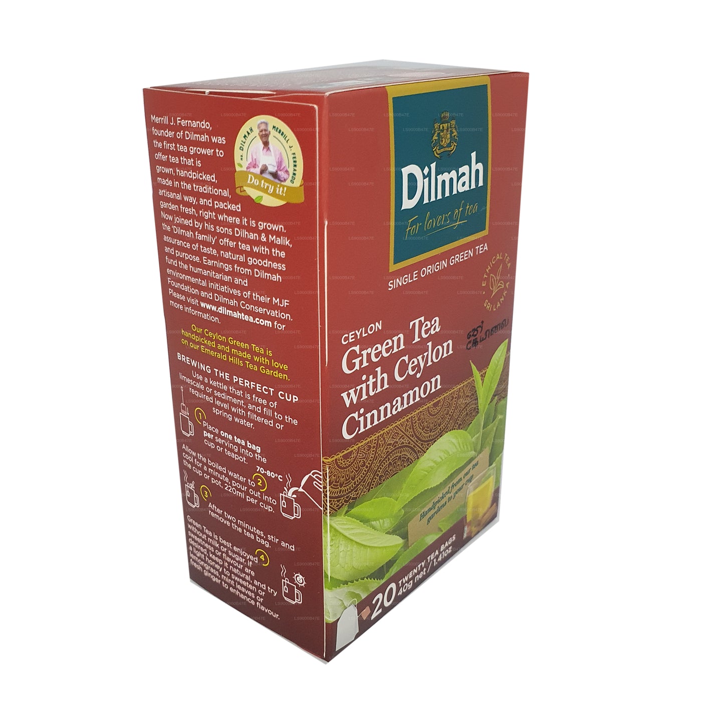 Цейлонский зеленый чай Dilmah с цейлонской корицей (40 г) 20 пакетиков