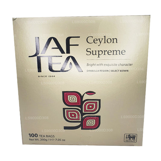 Классическая золотая коллекция Jaf Tea Ceylon Supreme 100 чайных пакетиков, шнурок и бирка (200 г)