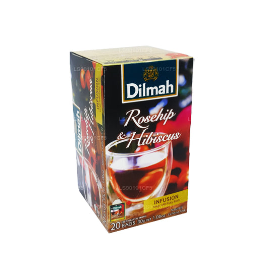 Черный чай Dilmah со вкусом шиповника и гибискуса (30 г)