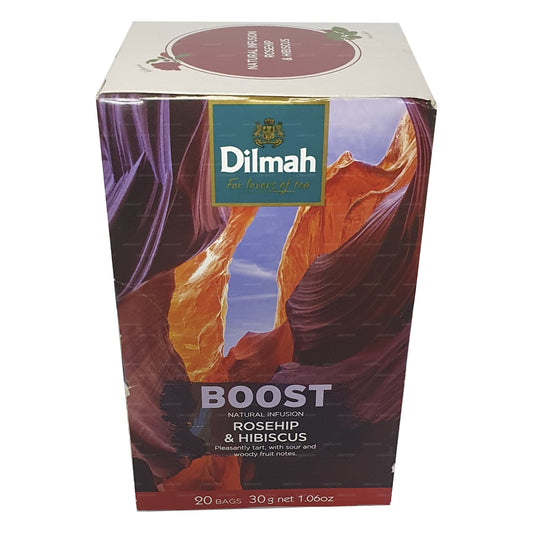 Черный чай Dilmah со вкусом шиповника и гибискуса (30 г)