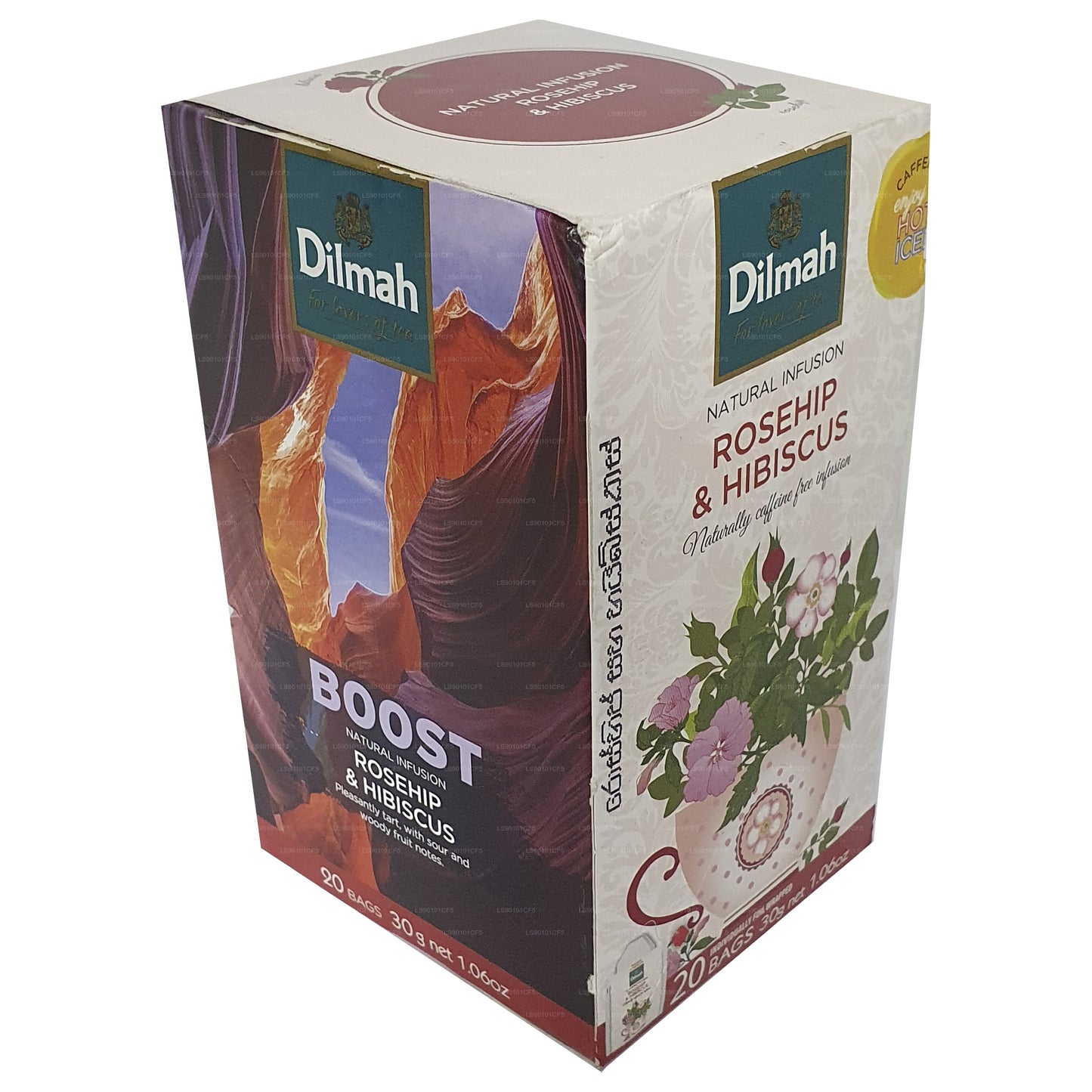 Черный чай Dilmah со вкусом шиповника и гибискуса (30 г)