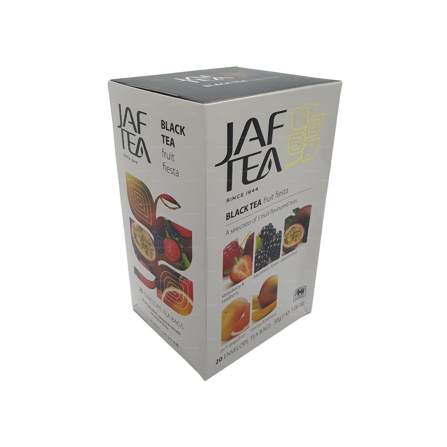 Jaf Tea Коллекция чистых фруктов Черный чай Фруктовая фиеста (30 г) 20 чайных пакетиков