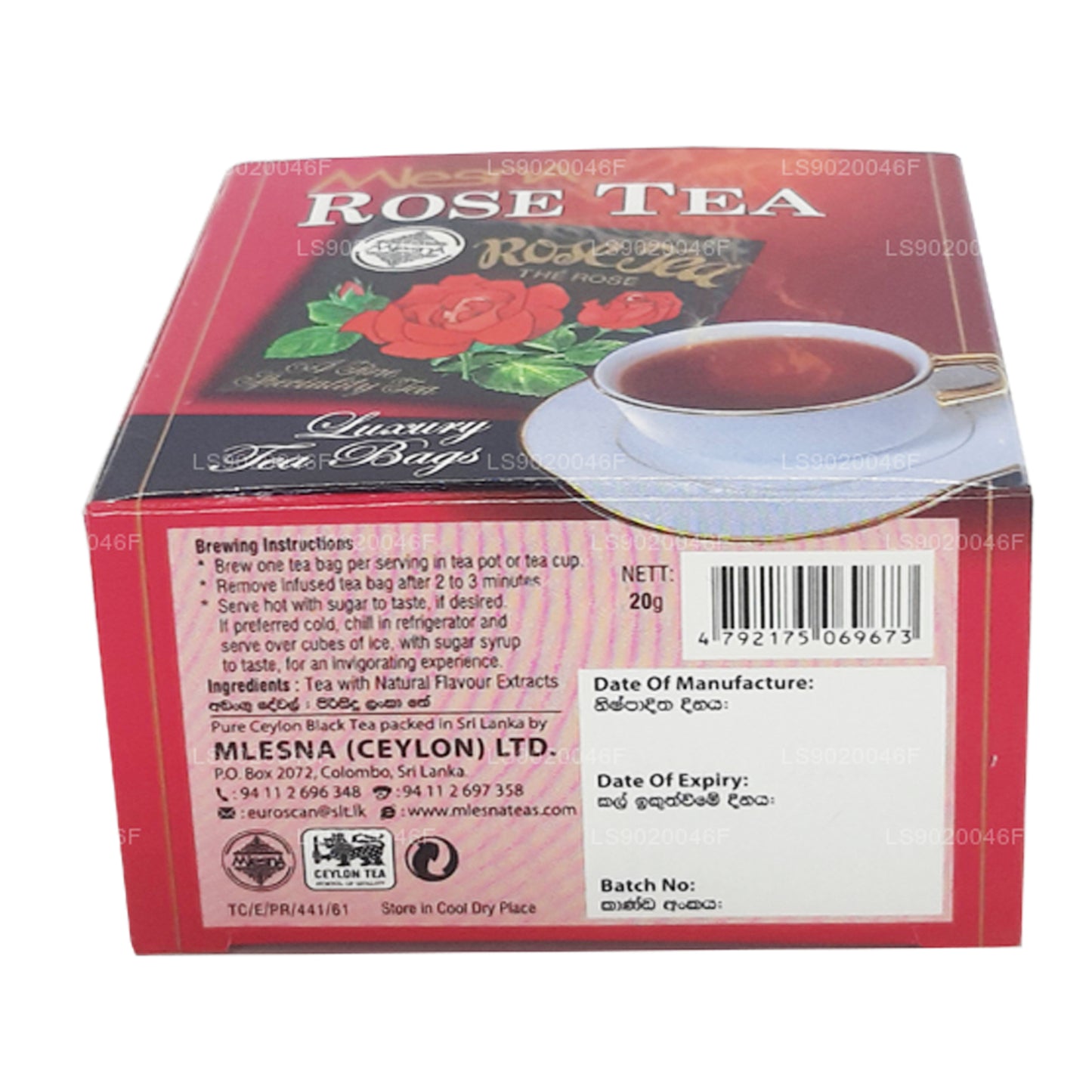 Розовый чай Mlesna (20 г) 10 роскошных чайных пакетиков