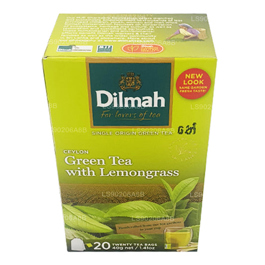 Чистый цейлонский зеленый чай Dilmah с чаем из лемонграсса (40 г) 20 пакетиков