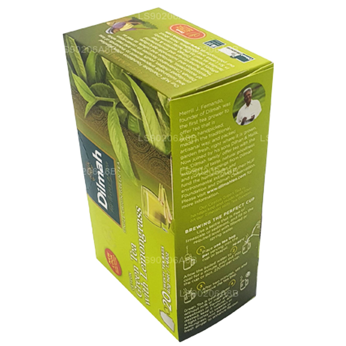 Чистый цейлонский зеленый чай Dilmah с чаем из лемонграсса (40 г) 20 пакетиков