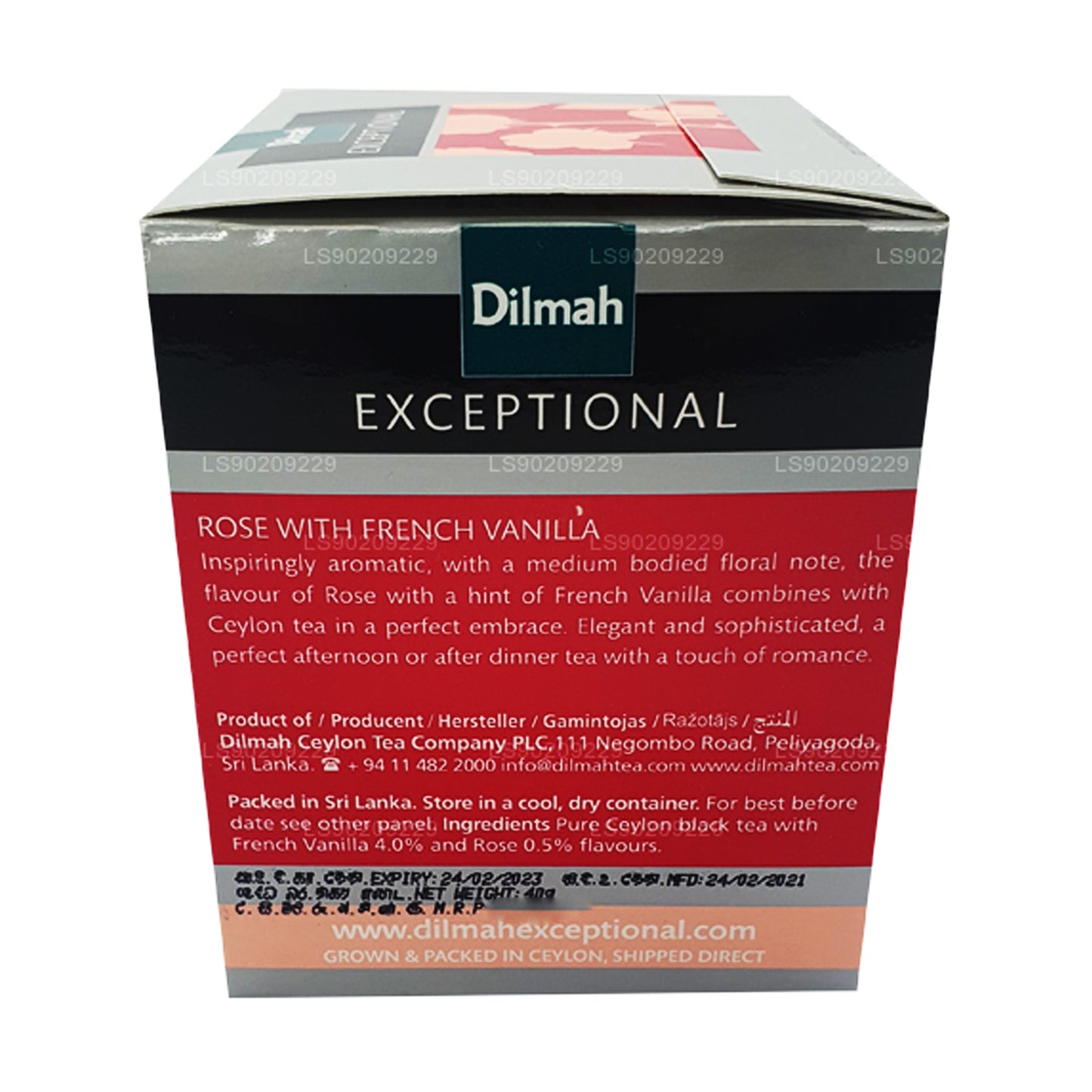 Эксклюзивная роза Dilmah с французской ванилью (40 г) 20 пакетиков
