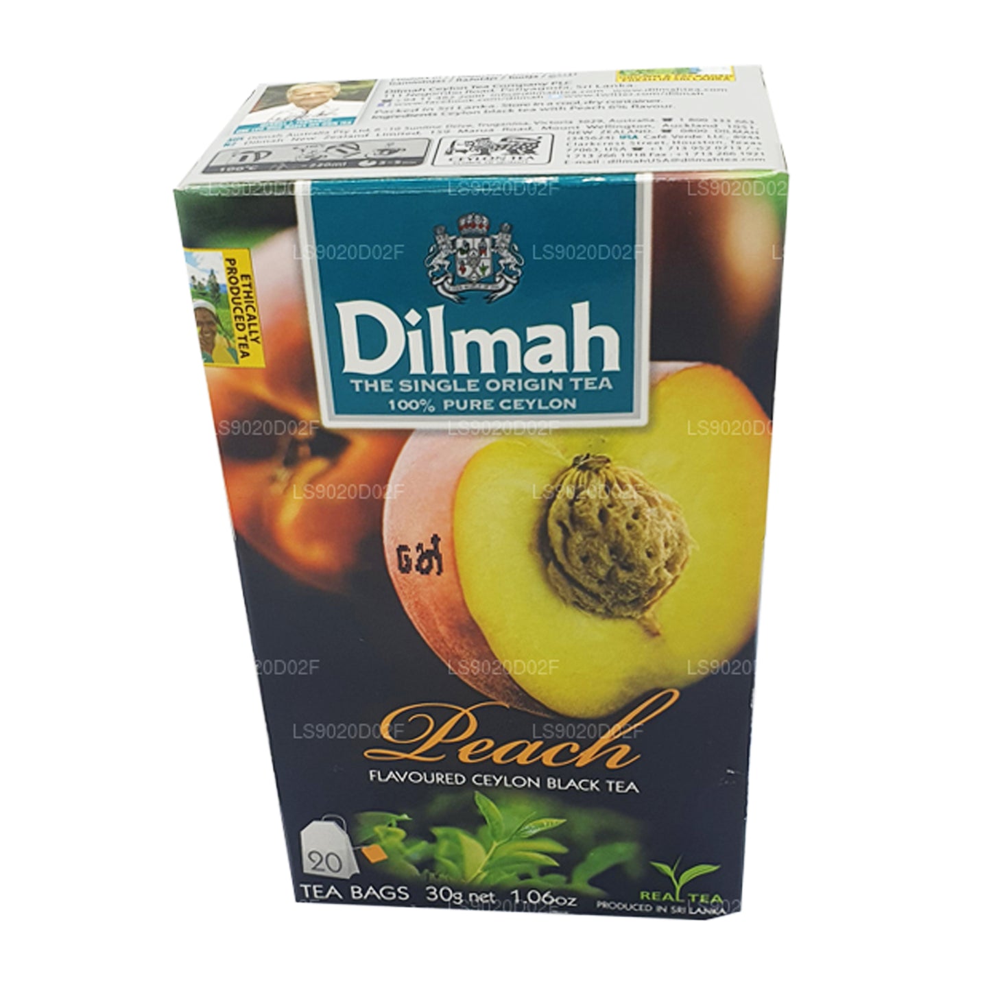Цейлонский черный чай Dilmah со вкусом персика (30 г) 20 пакетиков
