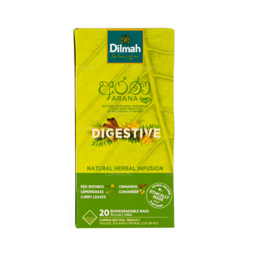 Натуральный травяной настой красного ройбуша Dilmah Arana Digestive (20 пакетиков чая без тегов)
