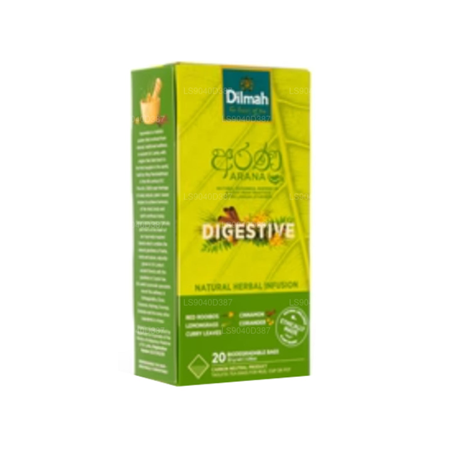Натуральный травяной настой красного ройбуша Dilmah Arana Digestive (20 пакетиков чая без тегов)