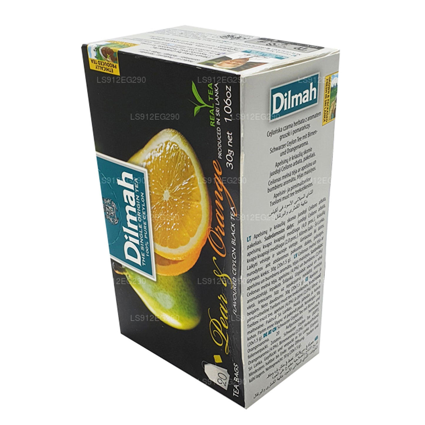 Цейлонский черный чай Dilmah со вкусом груши и апельсина (30 г) 20 пакетиков