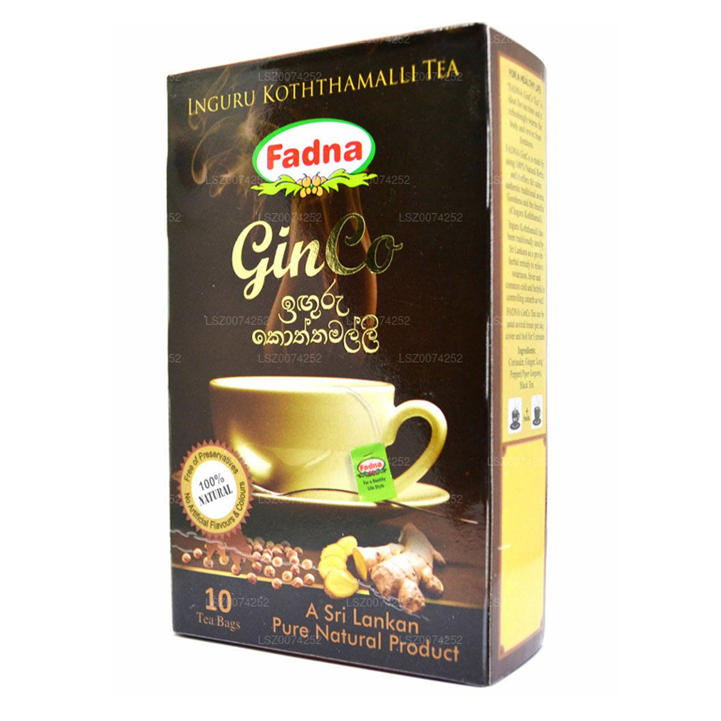 Чай Fadna со вкусом имбиря и кориандра (20 г) 10 чайных пакетиков