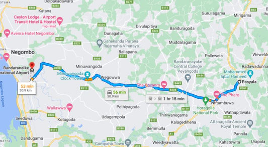 Частный трансфер из города Пасьяла в аэропорт Коломбо (CMB)