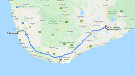 Ambalangoda City to Mattala Airport (HRI) Private Transfer