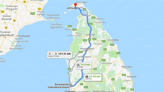 Transfer between Colombo Airport (CMB) and Blue Haven, Jaffna