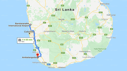 Transfer between Colombo Airport (CMB) and Villa Karadiya, Ambalangoda