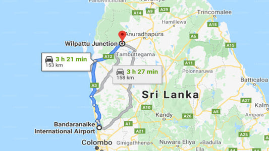 Transfer between Colombo Airport (CMB) and Thamaravila, Wilpattu