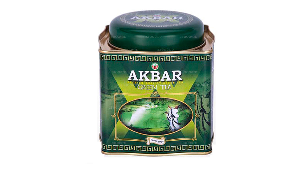 Классический листовой зеленый чай Akbar (250 г), оловянный