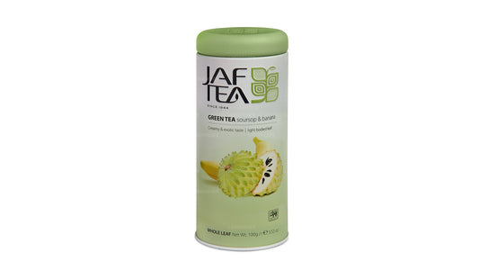 Jaf Tea Чистая зеленая коллекция Soursop Банан (100 г) Жестяная банка