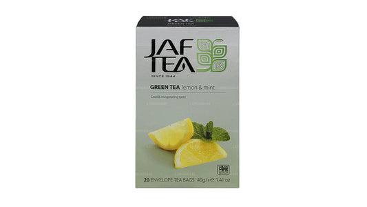 Коллекция Jaf Tea Pure Green Collection с зеленым лимоном и мятой в конверте для чая в пакетиках (40 г)